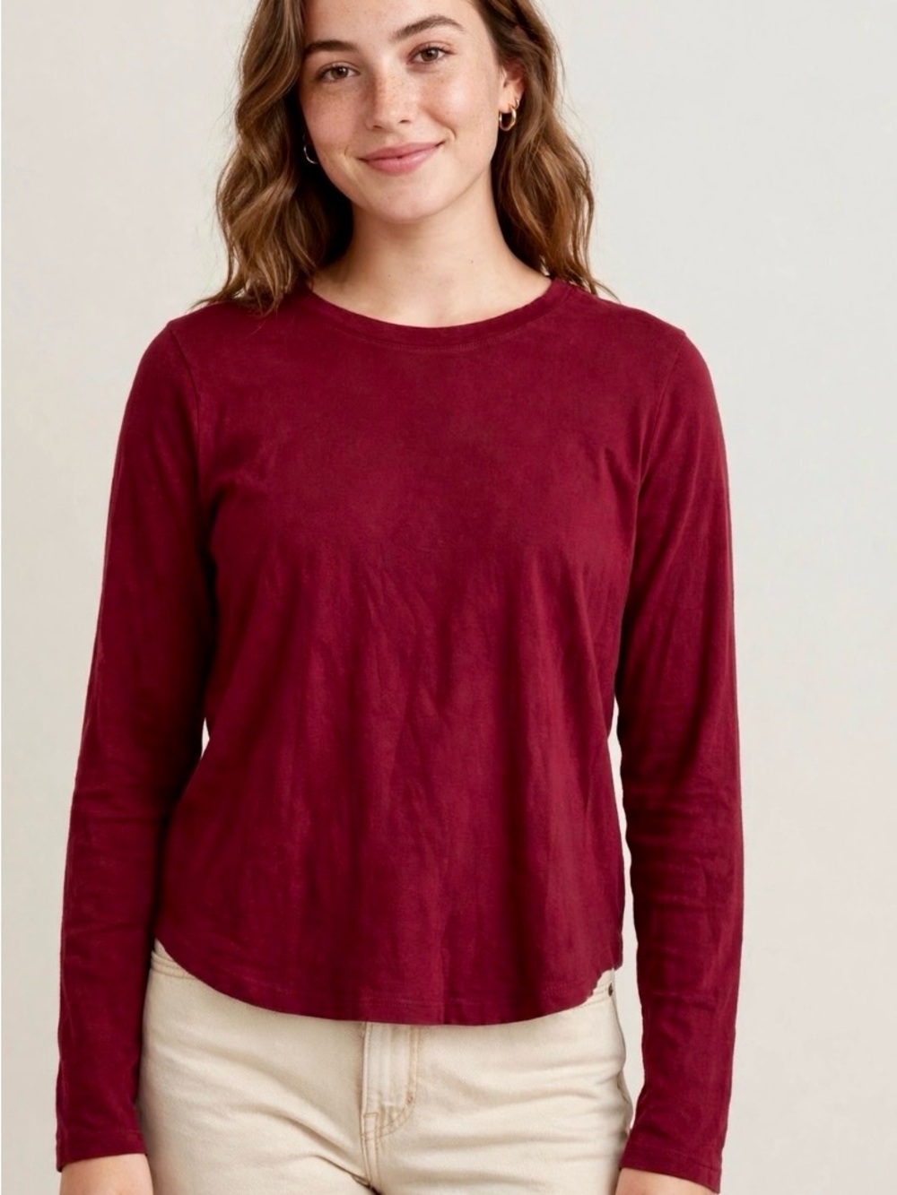 Old Navy Everywhere Burgundy Long Sleeve T-Shirt Size M Crewneck Basic Layering